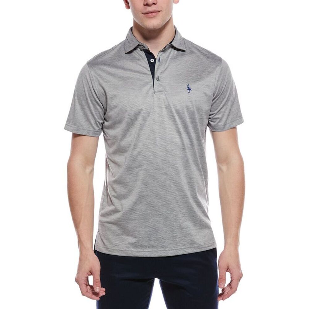 Tailorbyrd Mens  Melange Mesh Performance Polo Shirt, Grey